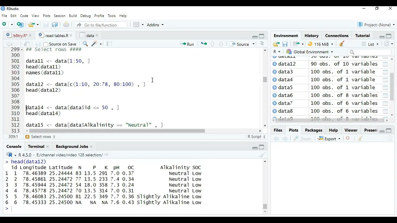 Selection of rows and columns from a table in R