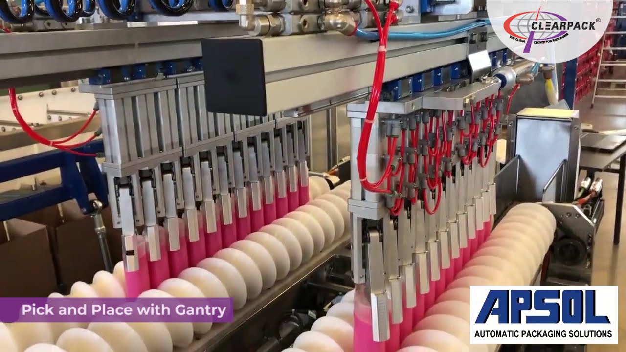Automatic Case Packing of Personal Care Bottles using Timing screws | #Clearpack