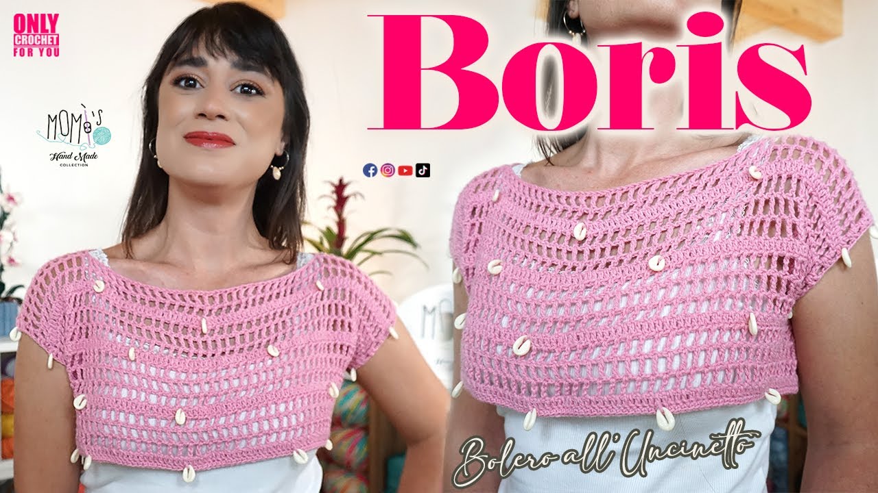 TUTORIAL BOLERO UNCINETTO FACILE BORIS @momiscrochet #bolero #uncinetto #meshtop #tutorial