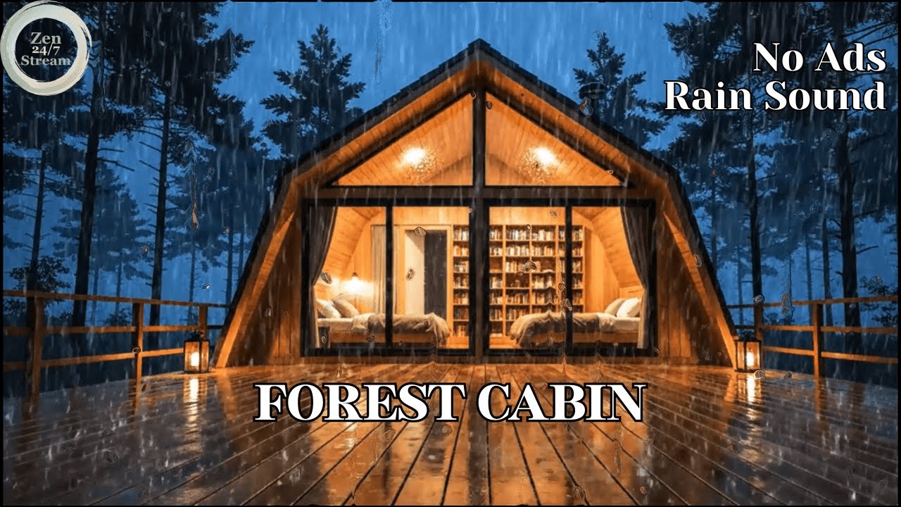 NO ADS Fall Asleep to Cozy Forest Cabin Rain & Thunder | Sleep, Study, Relax. #sleepaid #rainsound