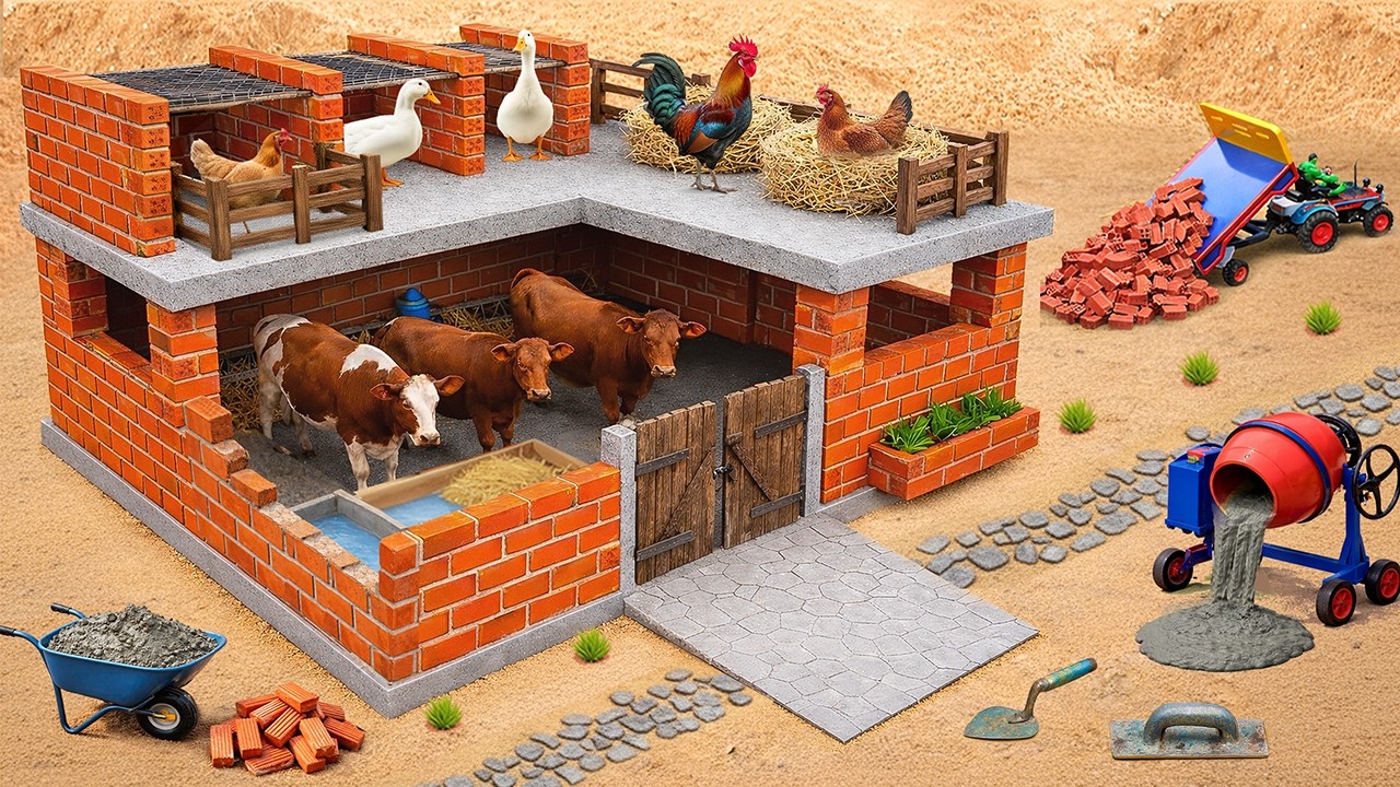 DIY Mini Tractor Builds a 2-Story Brick Cow Barn to Keep Predators Out | Science Project
