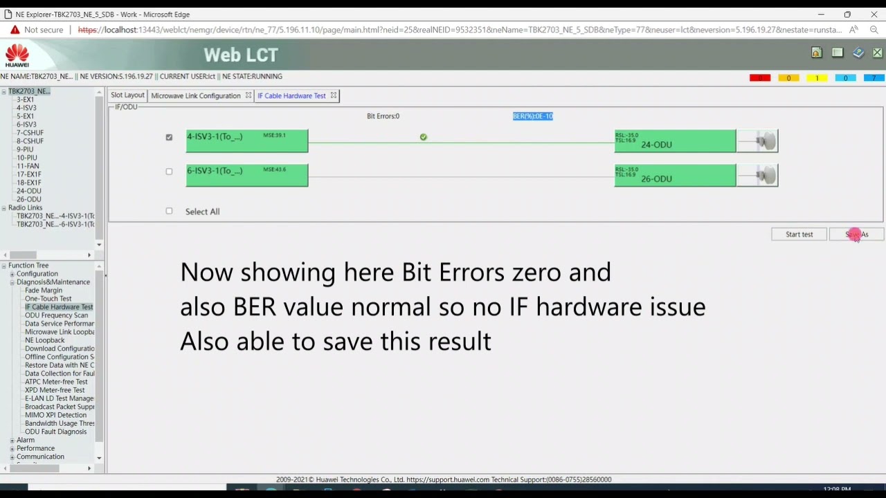How To Perform IF Cable Hardware Test | Huawei RTN