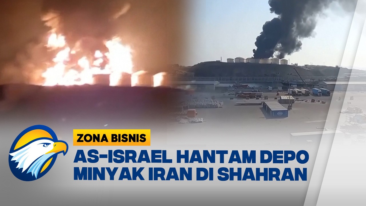 Depo Minyak Iran di Terbakar Akibat Dihantam Drone AS-Israel - [Zona Bisnis]