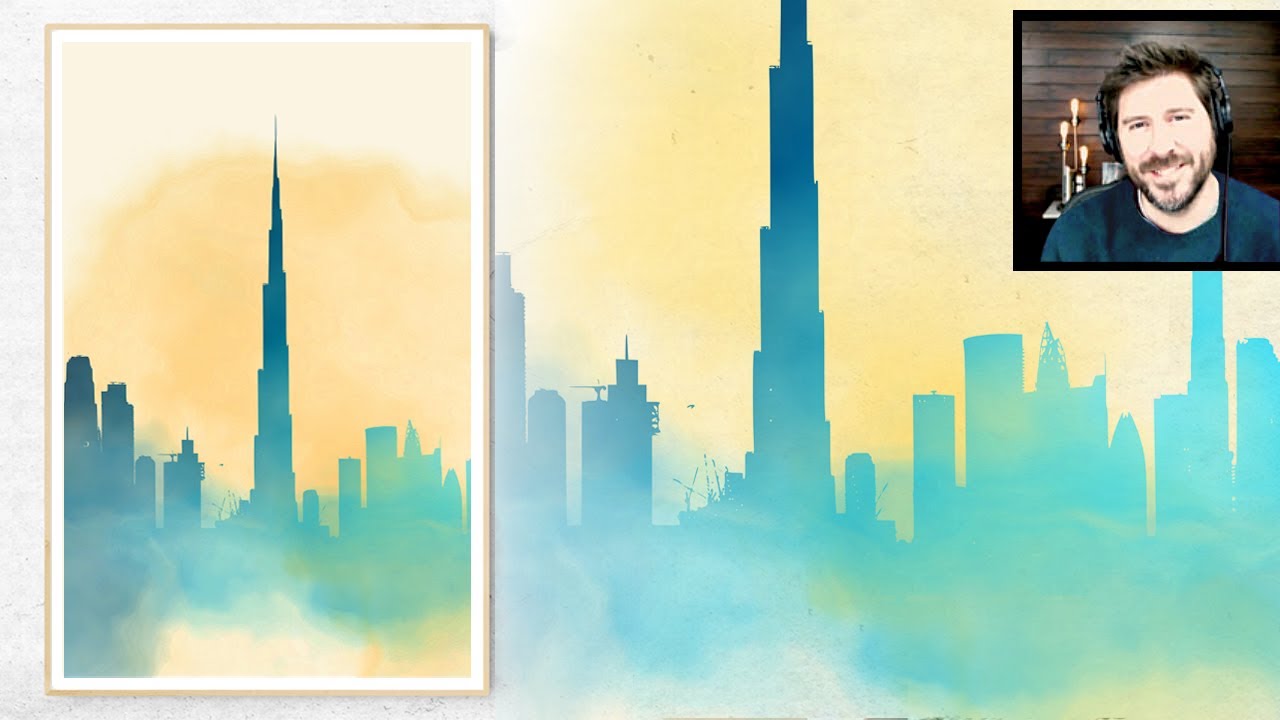 Inkscape Watercolor Tutorial: How to Make Watercolor Skyline Cityscape Art