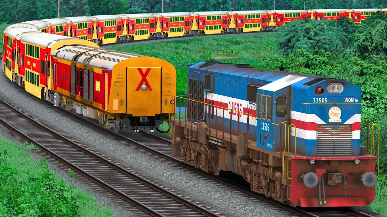 WDM3D SHUNT DOUBLE DECKER EXPRESS TRAIN | BUMPY RAILROAD | Train Simulator | Railworks | NTG GAMING