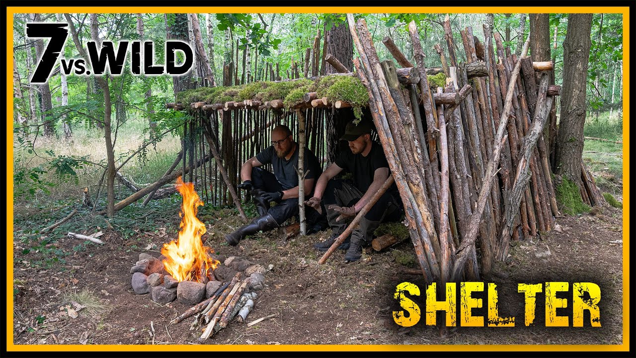 7 vs. Wild Shelter - Umbau und Übernachtung - Bushcraft Survival Outdoor
