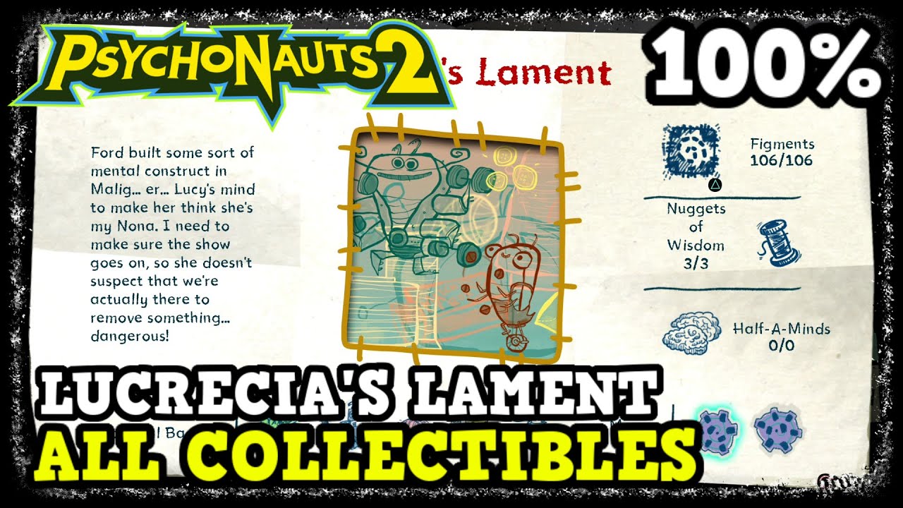 Psychonauts 2. Плач Лукреции. Все коллекционные места (вымыслы, крупицы мудрости и многое другое)