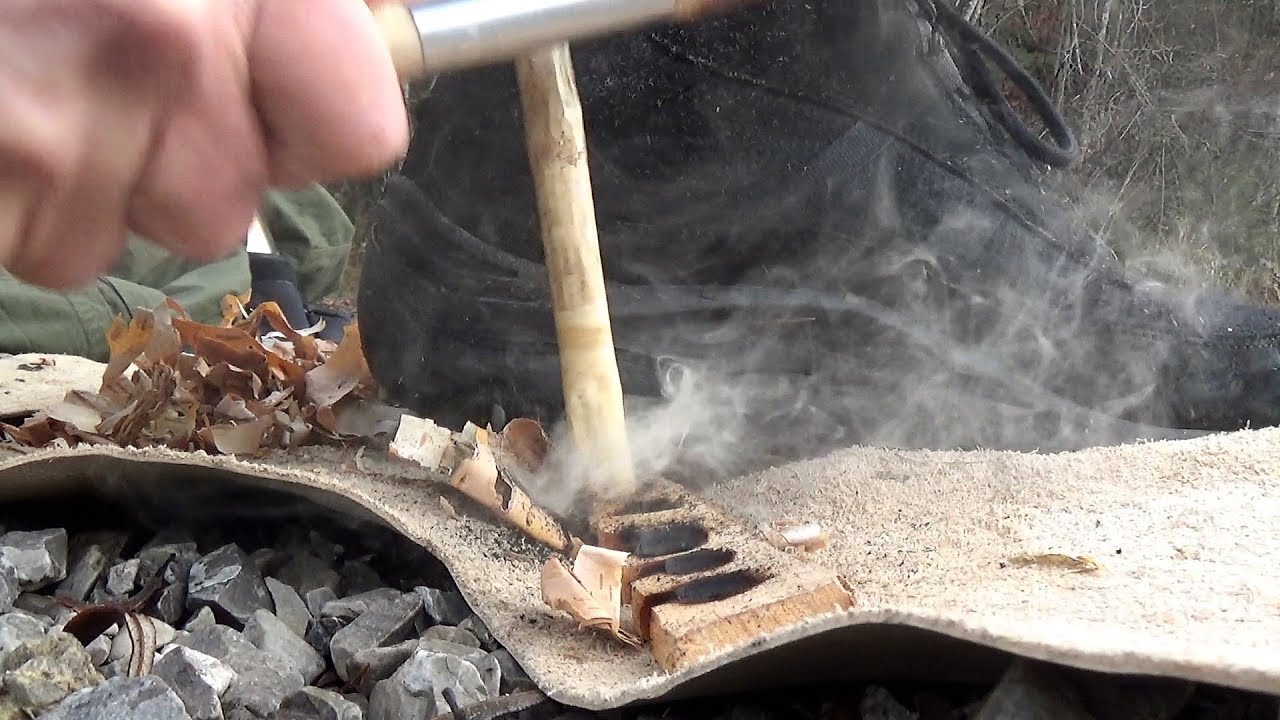 Bowdrill  - Feuerbohren, Weide auf Weide