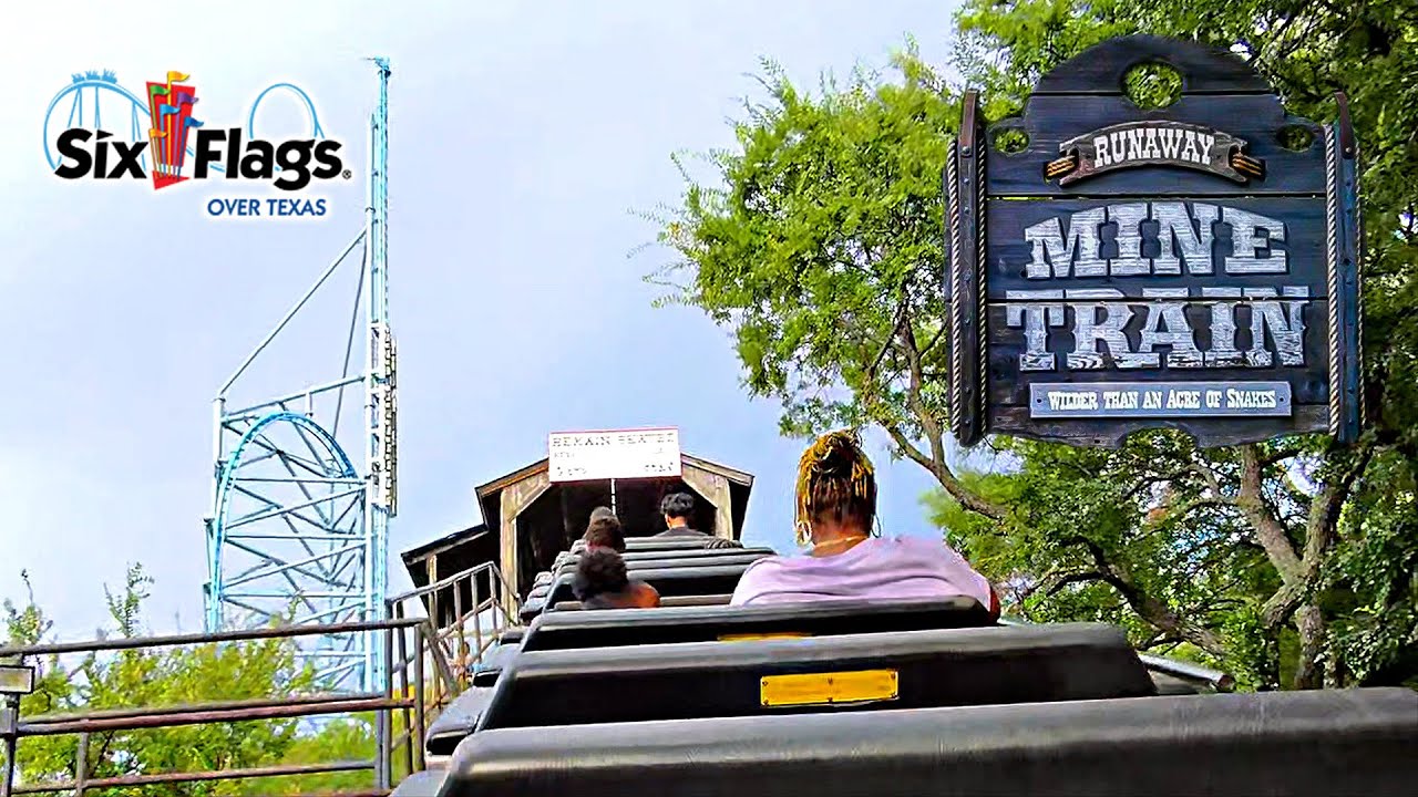 2025 Runaway Mine Train Roller Coaster On Ride POV Six Flags Over Texas