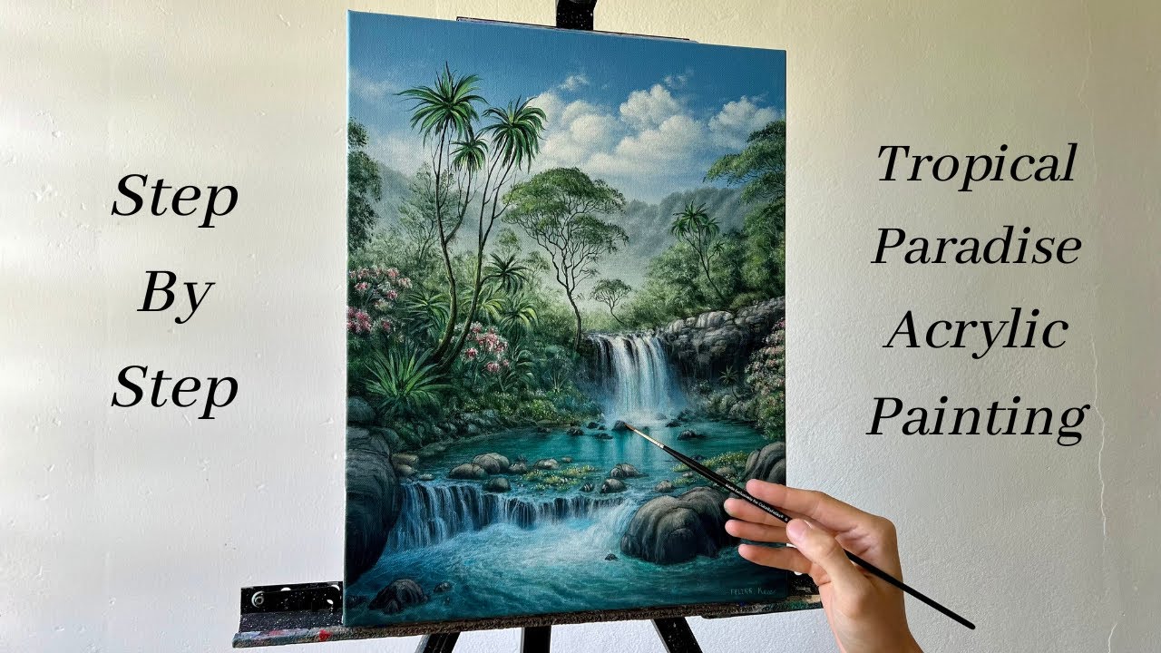 How to PAINT Tropical Forest | ACRYLIC PAINTING 🌴