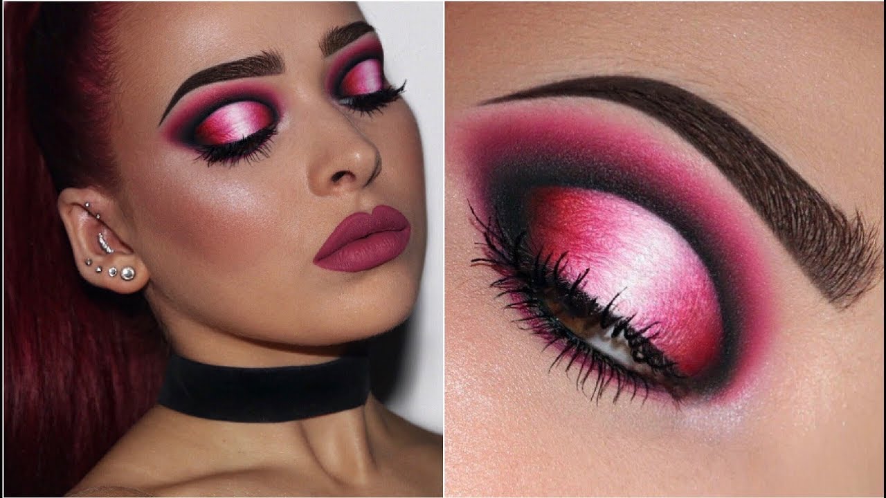 Черный, розовый и белый омбре Halo Eye | Урок макияжа