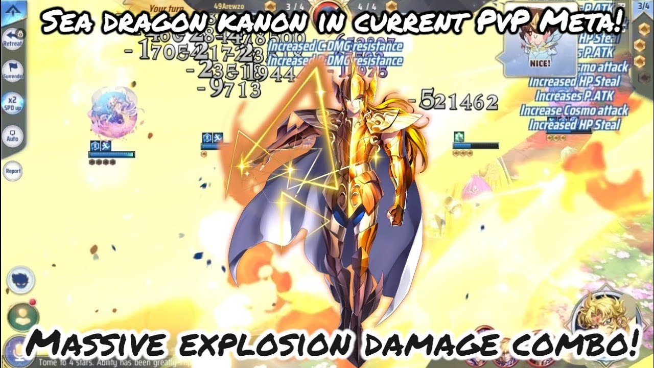 Saint Seiya: Awakening (KOTZ) - Sea Dragon Kanon in Current PvP Meta! Massive AOE Explosion Damage!