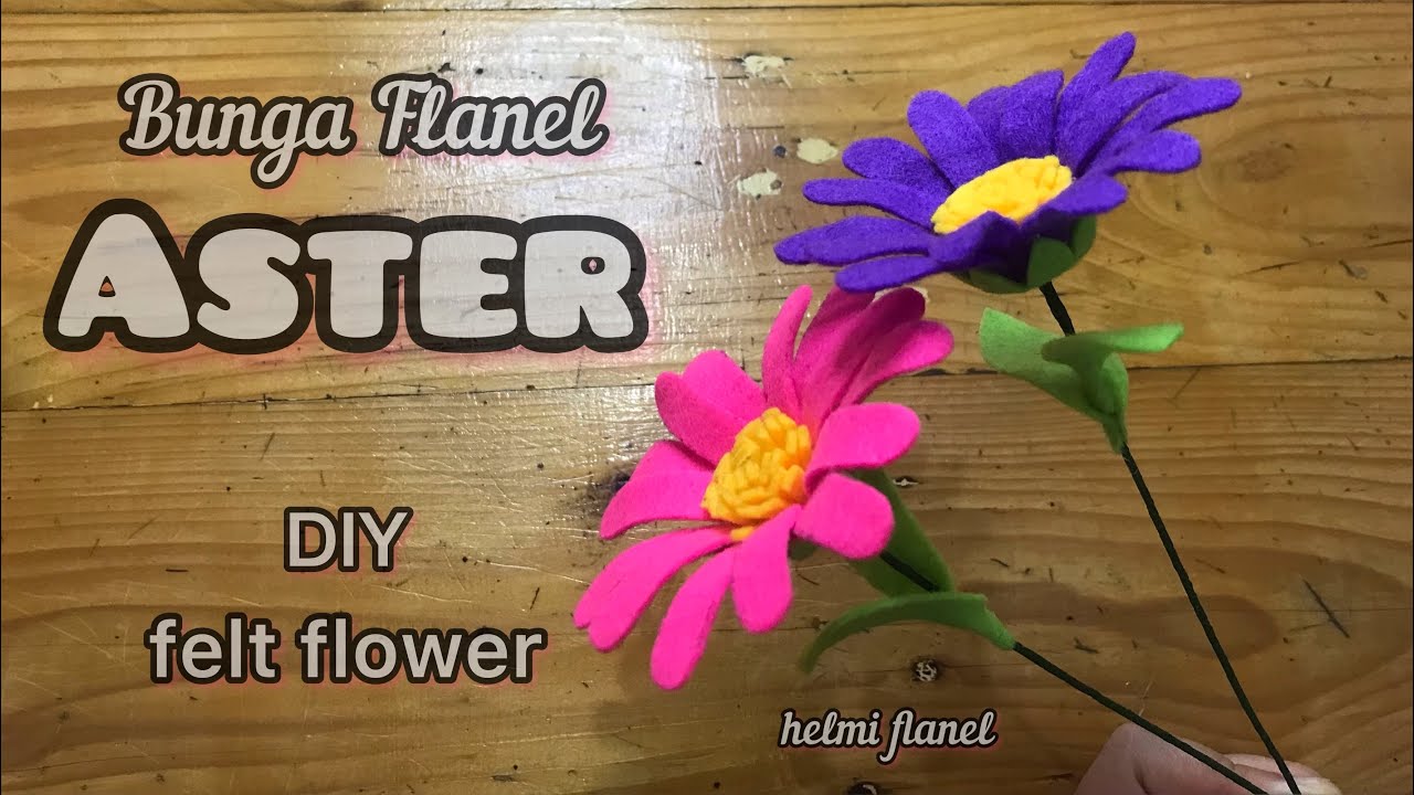 Cara Membuat Bunga dari Kain Flanel, Bunga Flanel Aster, DIY Felt Flower, Bunga Aster Dari Flanel