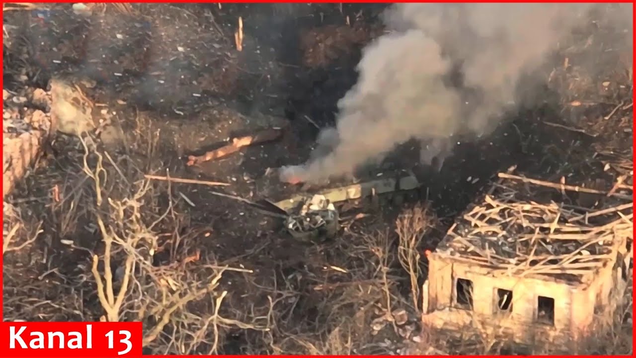 Strong blast in Russian 2S9 