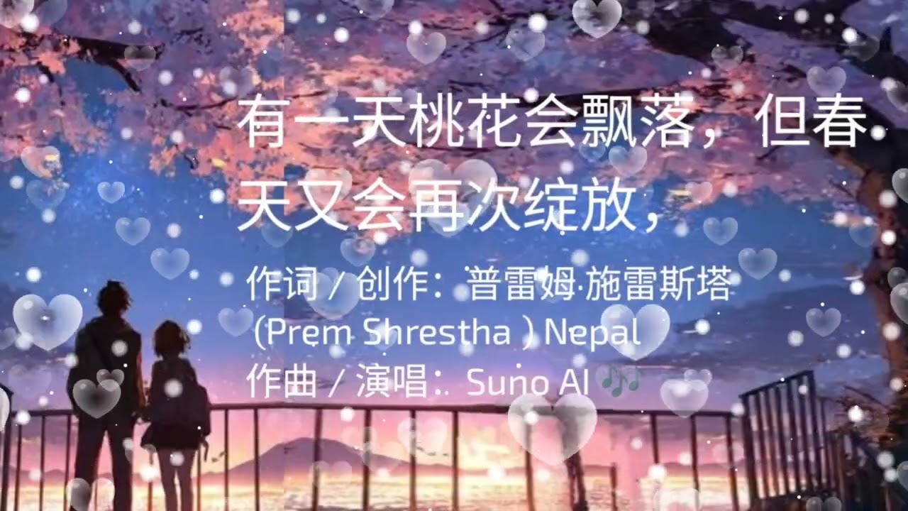 有一天，桃花会凋零，但在春天又会再次绽放，One day the peach blossoms fall, but in spring they bloom again.” 