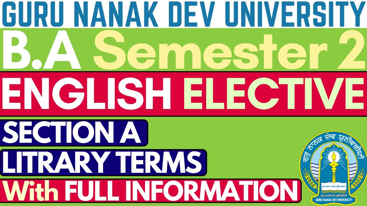 Literary Terms | BA Sem 2 English Literature | Elective English BA 1st Year | GNDU