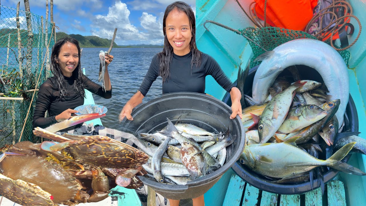 Ang daming isda at alimango na harvest natin Buhay siargao