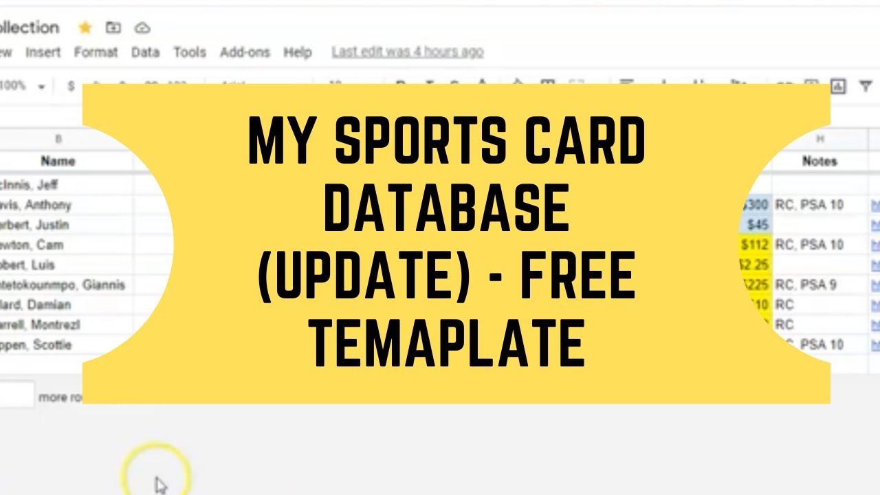 Sports Card Database (Update) - FREE Template