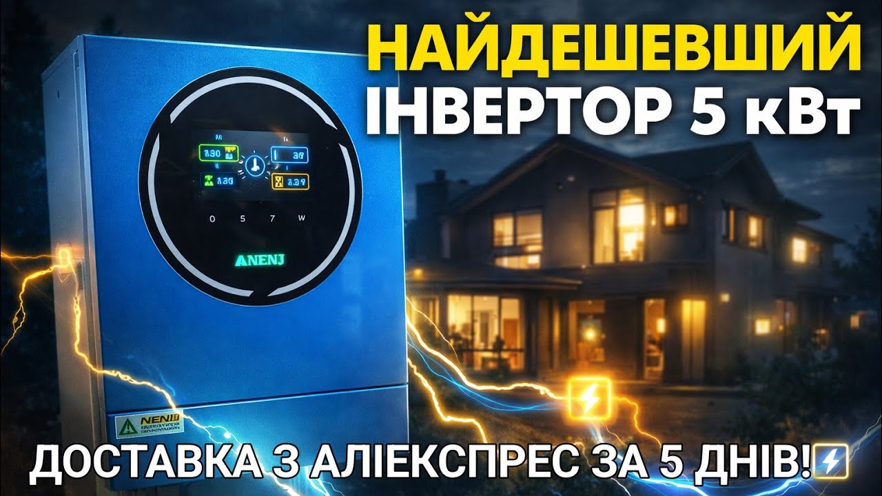 Гібридний інвертор Anenji 48V 5kWt. Доставка з Аліка за 5 днів.