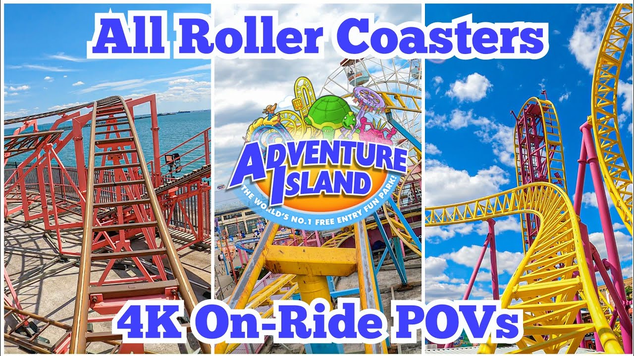 🇬🇧 Adventure Island (UK) - All Roller Coasters 4K On-Ride POVs