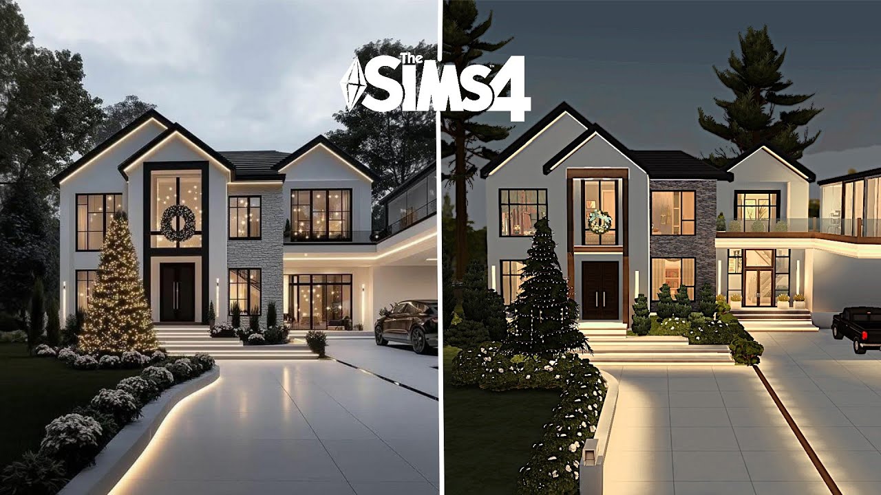 🌟 The Sims 4 | Modern Christmas Family Home | Stop Motion Build + Room Tour 🌟 No CC
