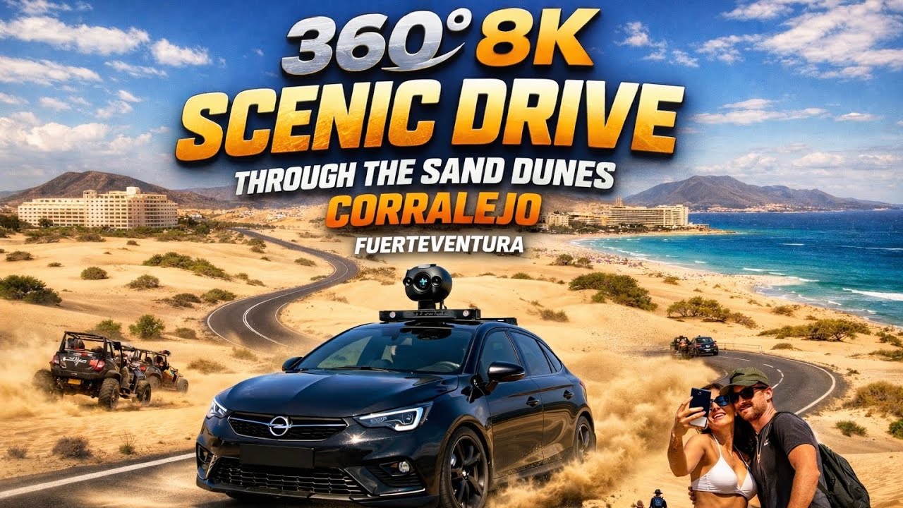 360° 8K Scenic Drive Through the Sand Dunes of Corralejo | Fuerteventura