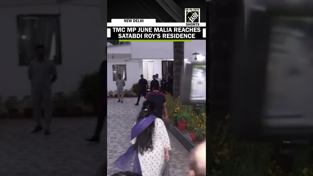 TMC MP June Malia arrives at MP Satabdi Roy&rsquo;s Delhi Residence