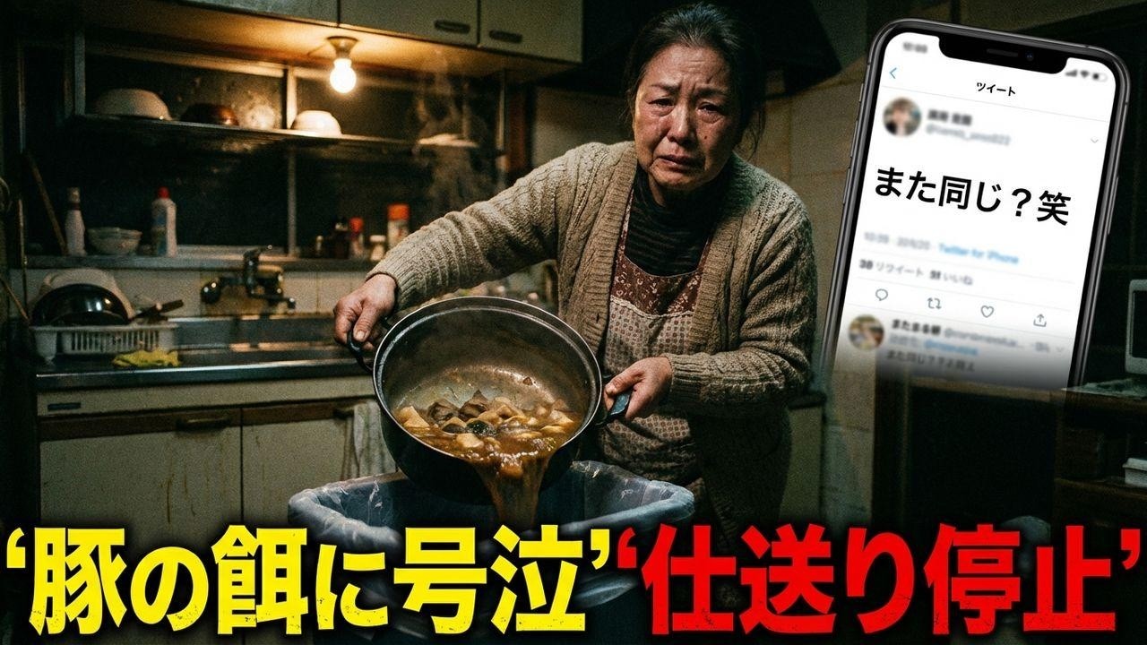 「豚の餌」と手料理を捨てた息子夫婦。仕送りを停止した翌日、破産寸前で土下座しに来て…