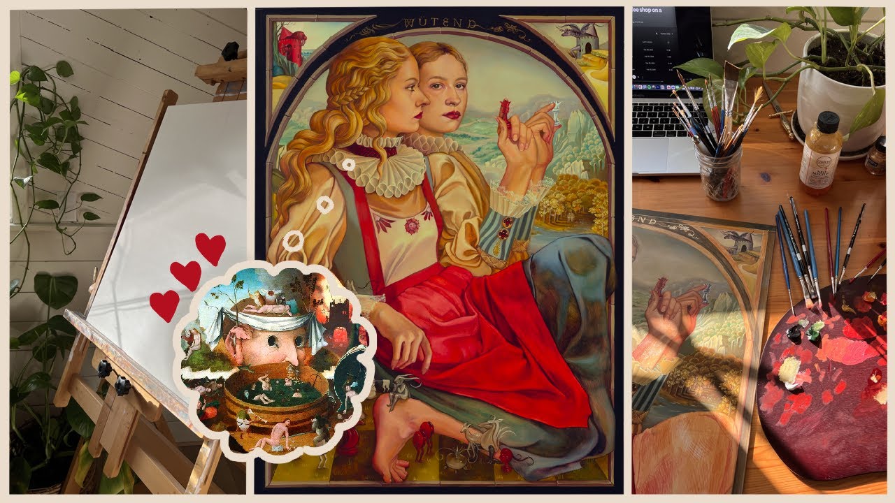 painting alice through the looking glass but make it bosch