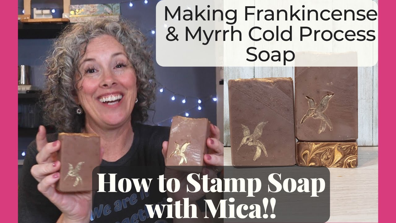 Making Frankincense and Myrrh Cold Process Soap | How to Stamp Soap