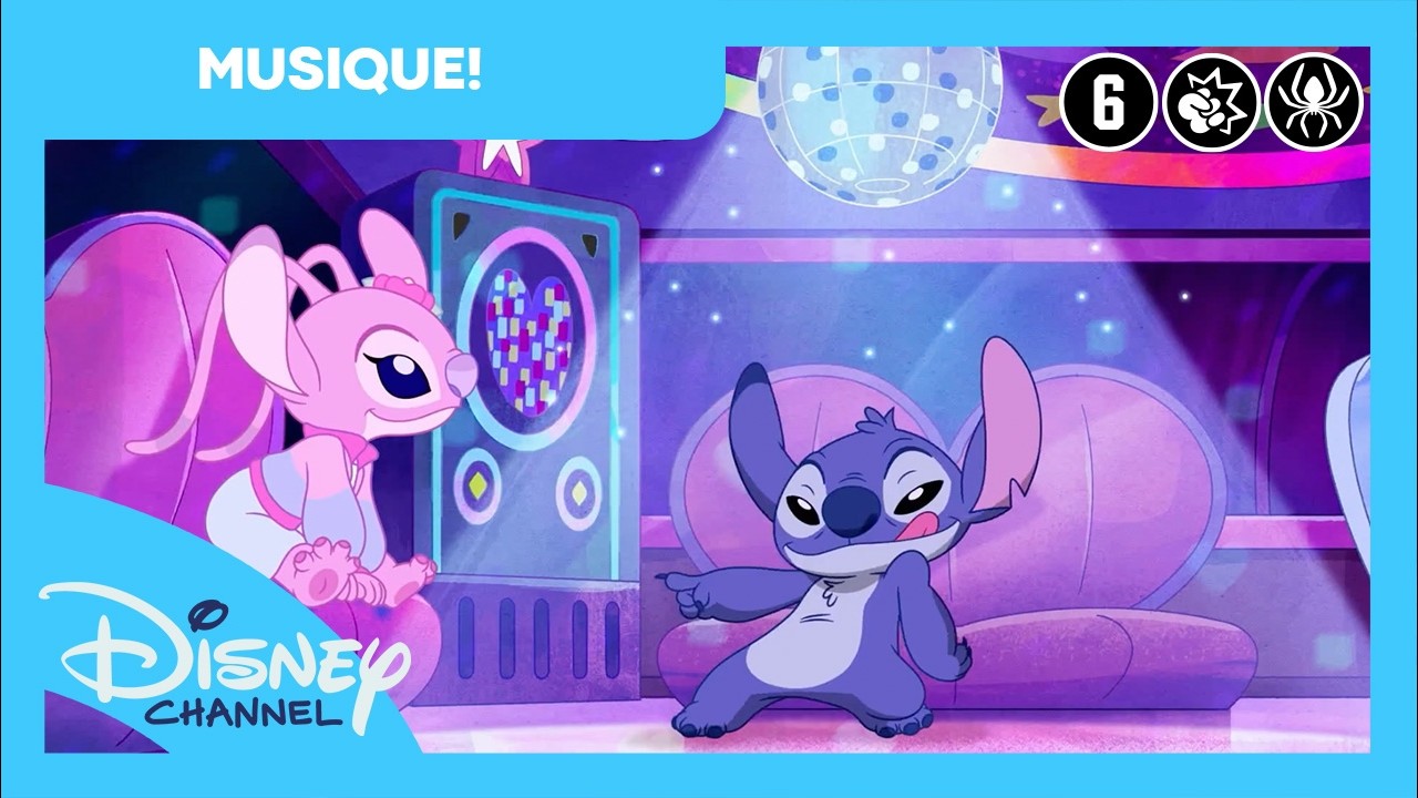 Stitch et Angel | La Glitter Glide Boum de Angel 🪩 | Disney Channel BE