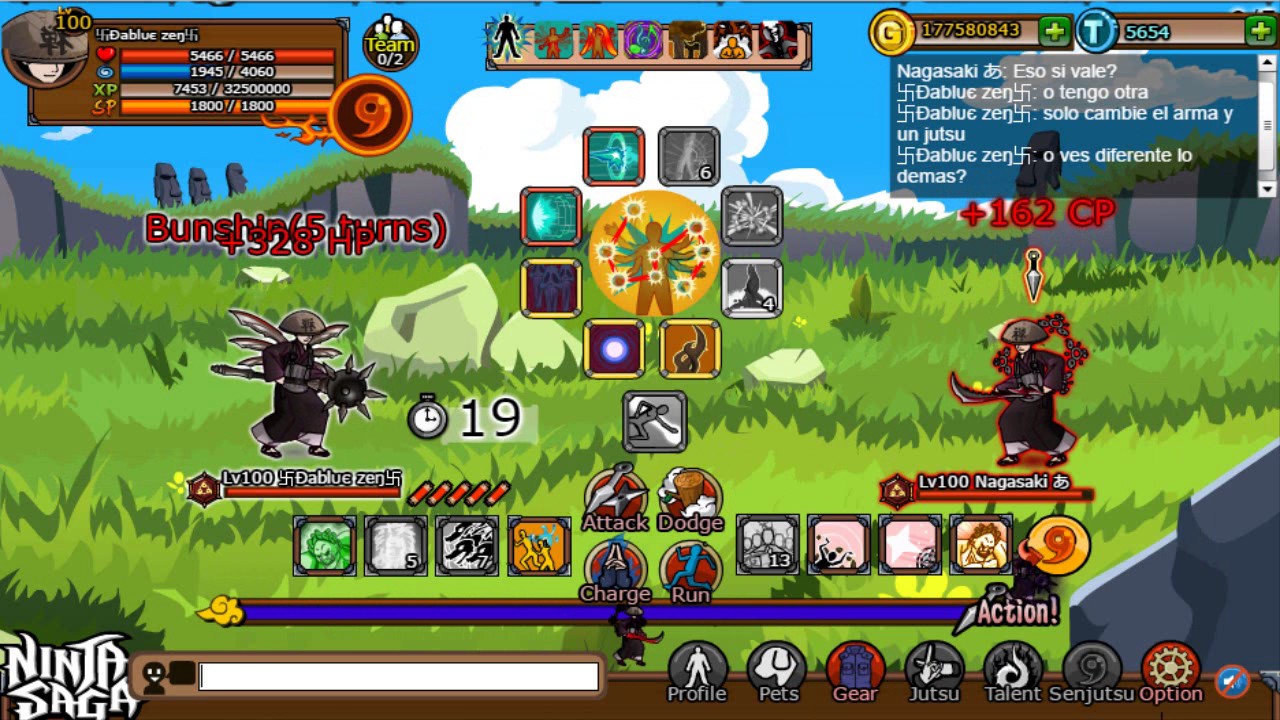 Ninja Saga PvP 卐Ðablυє zeŋ卐 vs Nagasaki あ Full ss53 vs Full Block Lucky