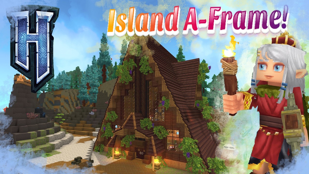 Building a Hytale A-Frame Island Cabin! #hytale #hytalepartner
