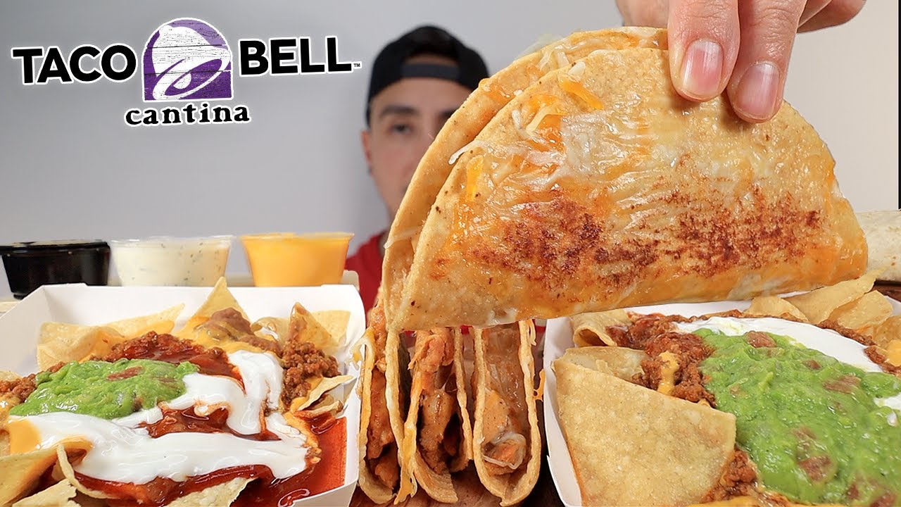 MUKBANG EATING TACO BELL NEW CANTINA CRISPY TACOS LOADED CHEESY BURRITOS CHEESY LOADED NACHOS ASMR