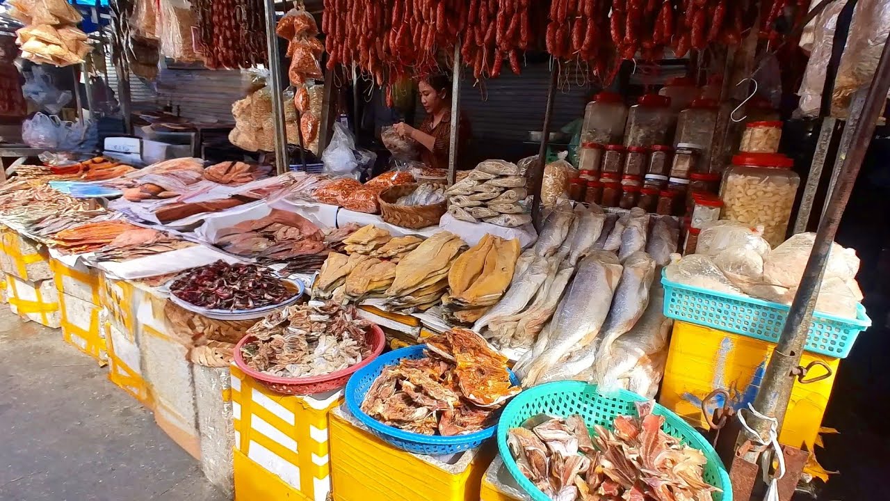BEST Cambodia Street Food Tour 2025! Amazing Cambodian Food Market Scenes @ Chbar Ampov Market