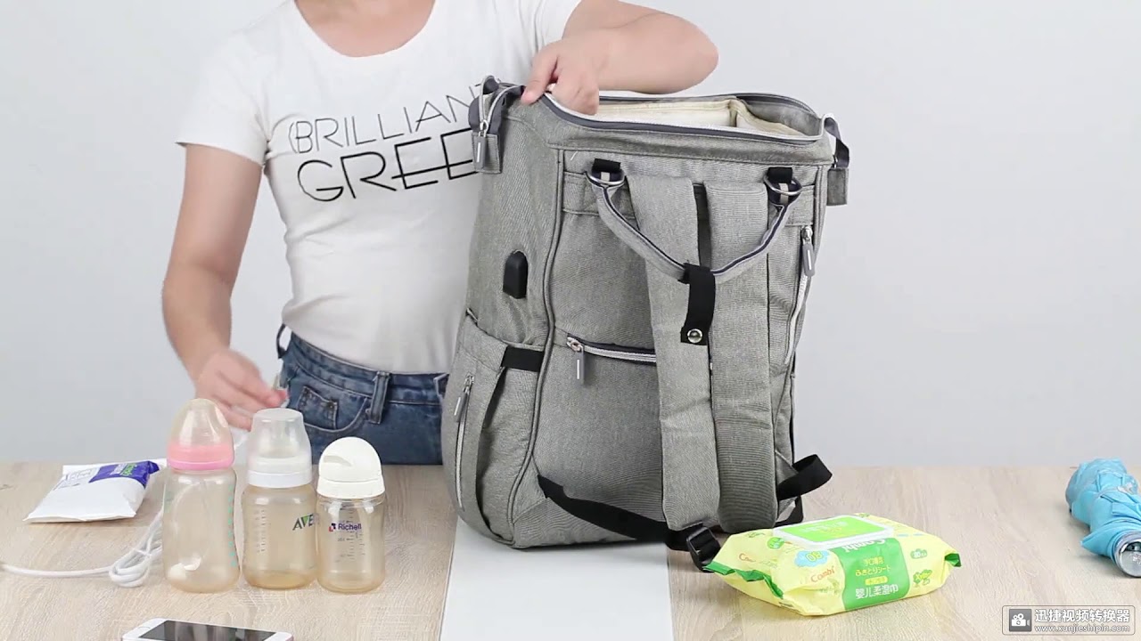 Upsimples Diaper Bag with USB Charging Port