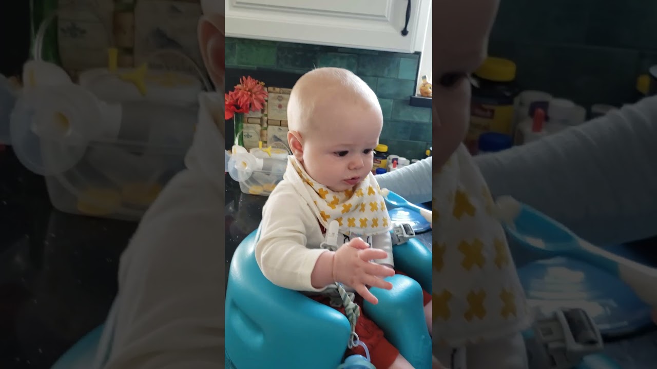 Dean's first bite of solid food   April 16 2022