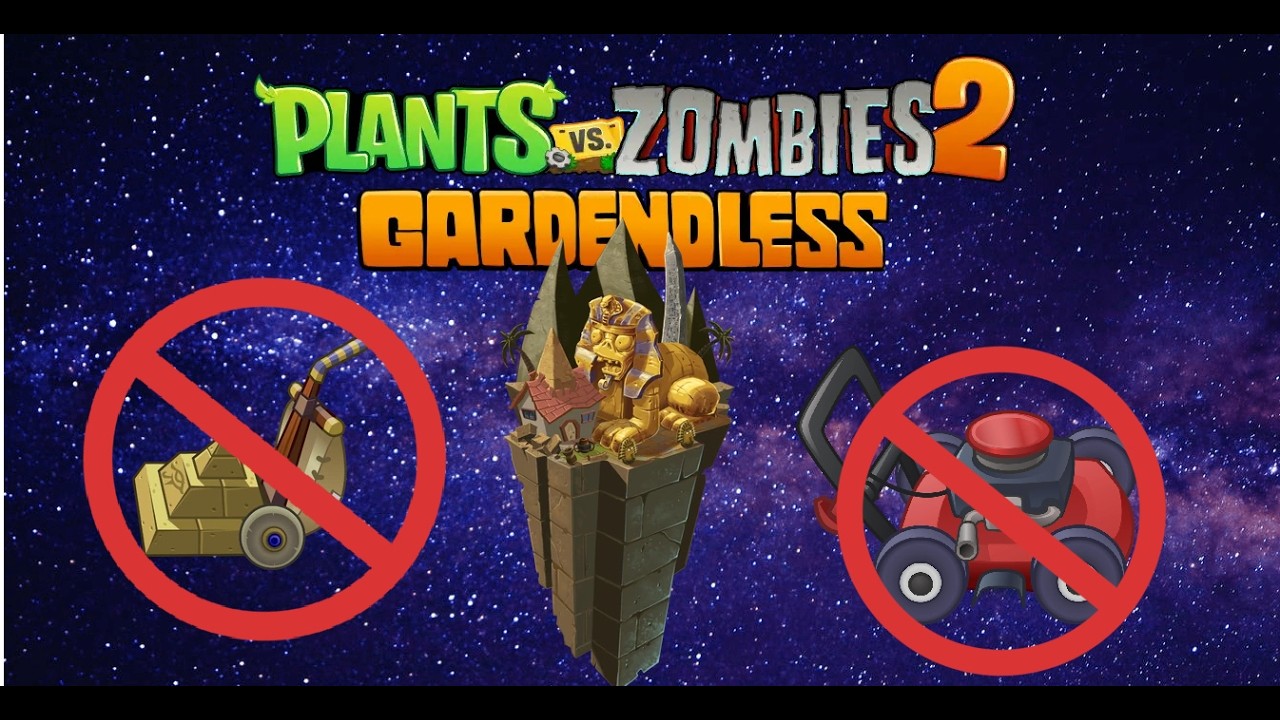 I tried to beat the level without the lawn mowers (Plants vs zombies 2 Gardendless)