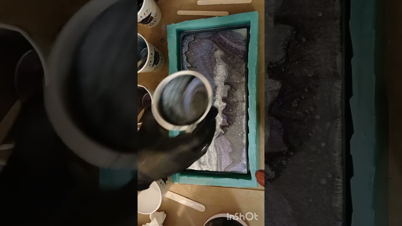 Pouring  one of the first molds I made. @LETSRESIN 