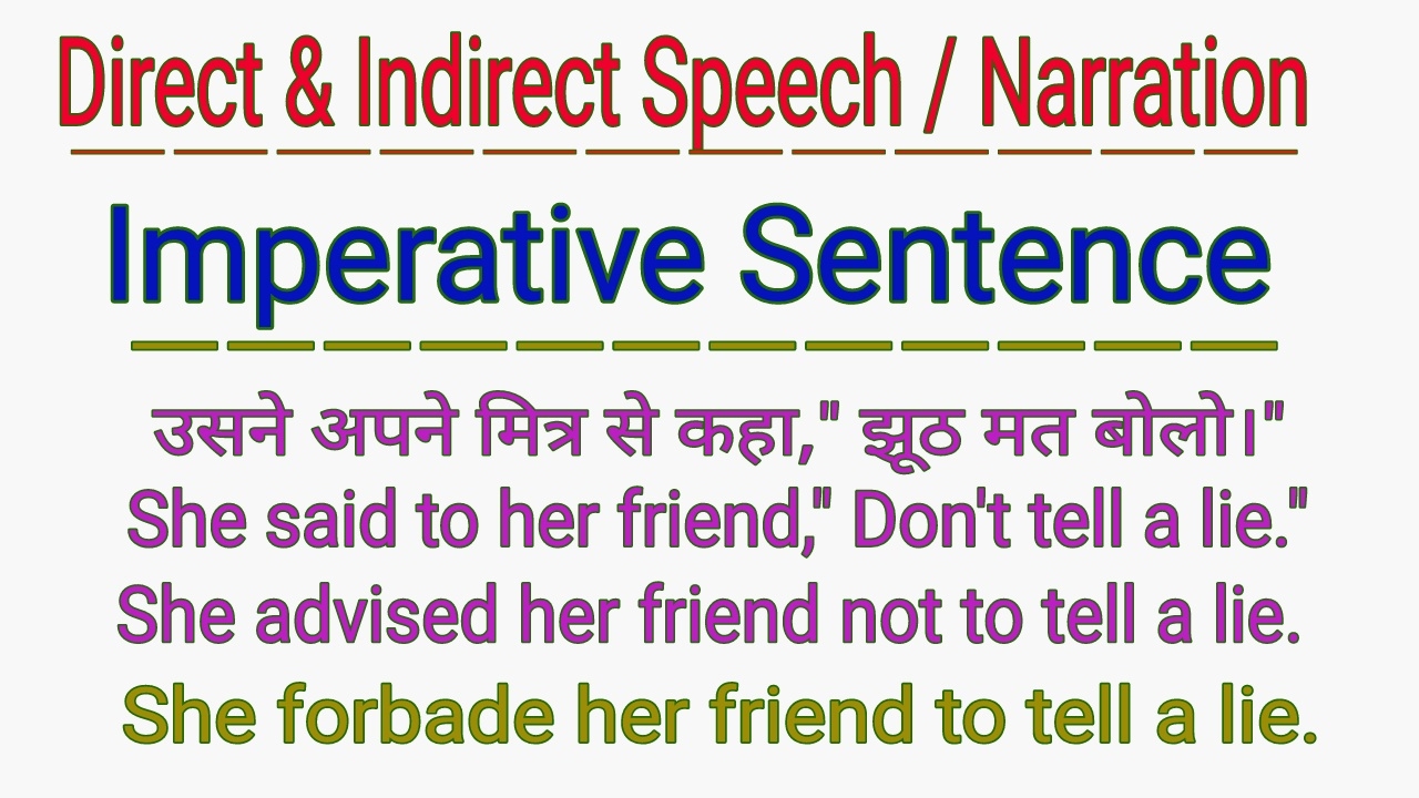 DIRECT AND INDIRECT SPEECH | NARRATION - IMPERATIVE SENTENCE IN ENGLISH GRAMMAR IN HINDI