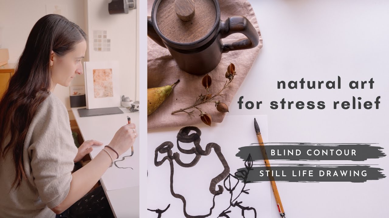 5 Minute Art Exercise for Instant Stress Relief & Feeling Calm Again 🌞 | Blind Contour Drawing