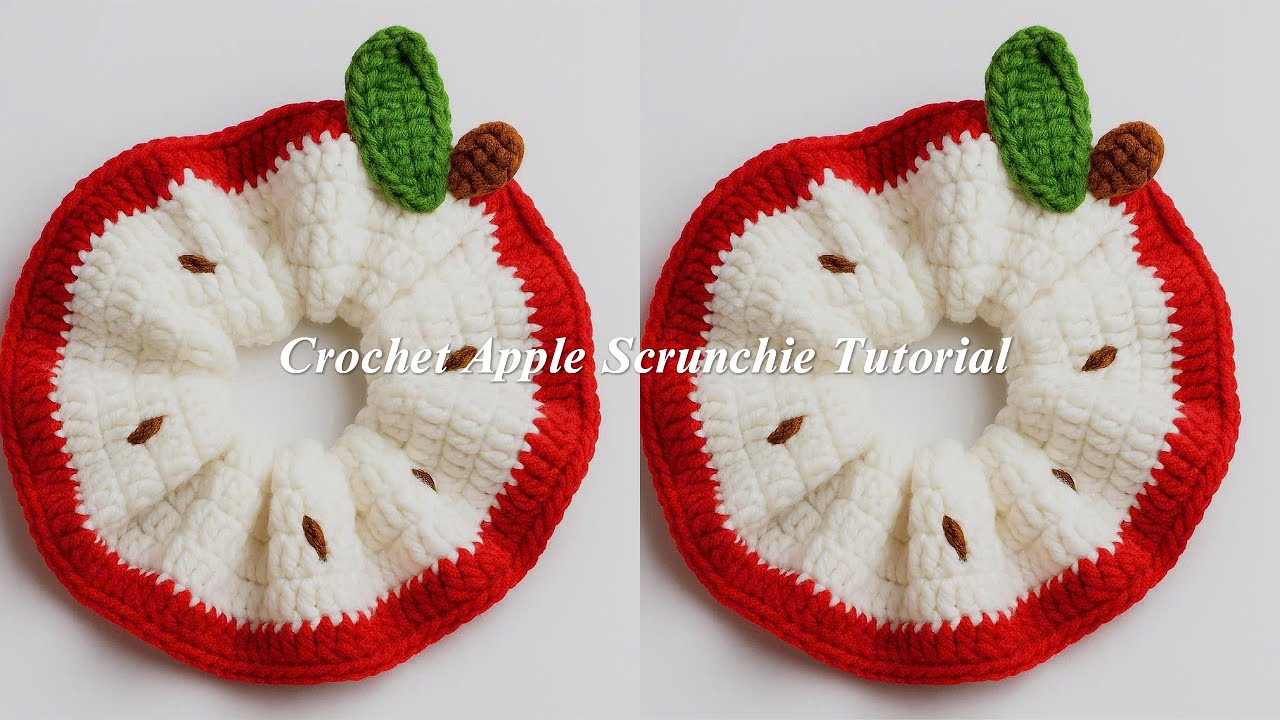 Crochet Apple Scrunchie Tutorial |Hướng Dẫn Móc Cột Tóc Len Hình Quả Táo 🍎