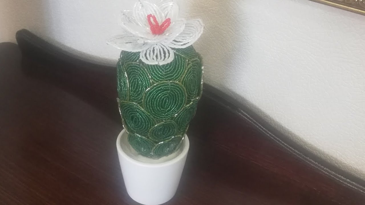 Diy beaded cactus. Кактус из бисера.🌵