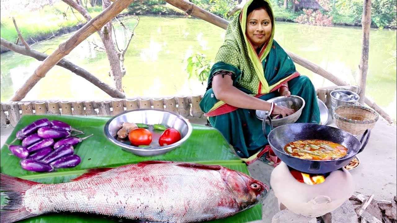 fish curry recipe||ছোট বেগুন আর টমাটো দিয়ে দেশি মাছের ঝোল রান্না ||big size fish cutting