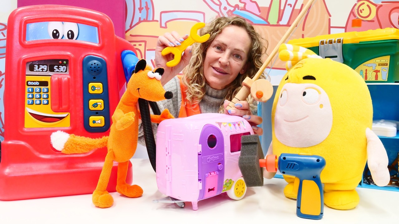 Nicoles Spielzeug Werkstatt - Die Zapfsäule ist kaputt - Spielspaß mit Plüsch Spielzeug