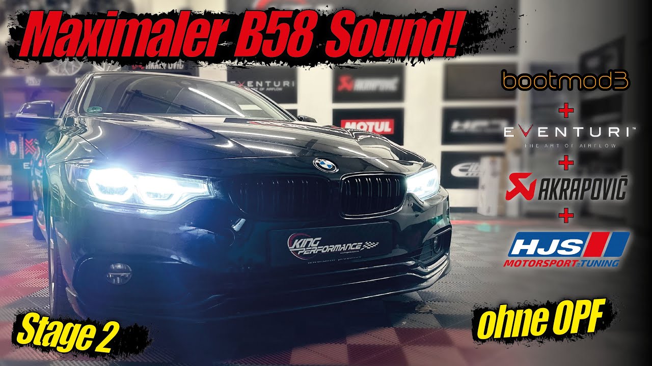 AKRAPOVIC EVO Abgasanlage + HJS Downpipe + Eventuri Intake + #Bootmod3 passend für BMW 440i F36 F3x