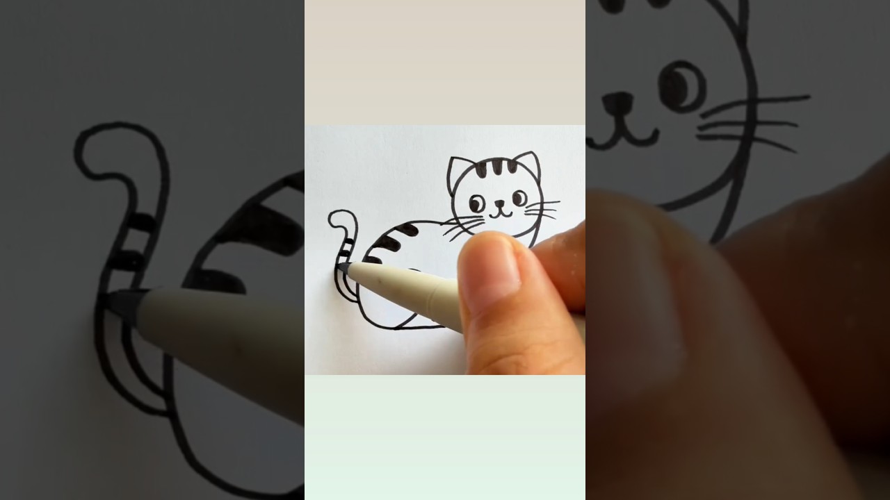 Drawing a Cute Cat Using Only 2 & 9 &ndash; Mind-Blowing Art! #NumberArt #CatDrawing #CreativeDrawing