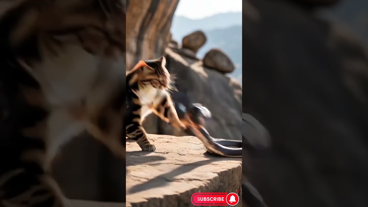 DANGER LURKING #cat #animals #shorts #snake #ai #kitten #cute #catlovers #cutecat #cats