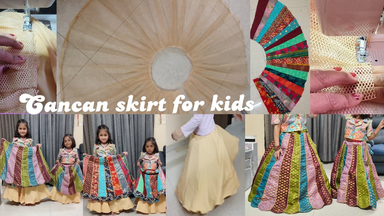 Cancan skirt for kids for lehenga | Navratri special | Cutting and stitching