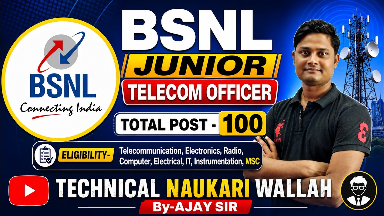 BSNL Junior Telecom Officer (JTO) Recruitment 2024: 100 Posts | BE/B.Tech/B.Sc All Branches | App...
